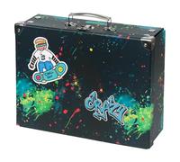 Baagl Valigia per bambini per giocattoli e forniture scolastiche, valigetta di cartone, valigetta giocattolo, valigetta pieghevole, custodia pieghevole con manico in metallo, Chill, 32,5 x 26 x 10,5