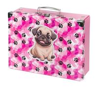 Baagl Valigia per bambini per giocattoli e forniture scolastiche, valigetta di cartone, valigetta giocattolo, valigetta pieghevole, custodia pieghevole con manico in metallo, zampe, 32.5 x 26 x 10.5