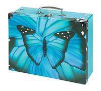 Baagl Valigia per bambini per giocattoli e forniture scolastiche, valigetta di cartone, valigetta giocattolo, valigetta pieghevole, custodia pieghevole con manico in metallo, farfalla, 32.5 x 26 x
