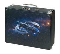 Baagl Valigia per bambini per giocattoli e forniture scolastiche, valigetta di cartone, valigetta giocattolo, valigetta pieghevole, custodia pieghevole con manico in metallo, Space Ship, Moderno