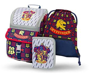 Baagl Zainetto per la scuola per ragazzi e ragazze, set da 3 pezzi, zaino per la scuola primaria con cintura sul petto, zaino ergonomico per la scuola, Harry Potter Grifondoro, 17 cm x 28 cm x 37 cm