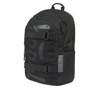 Baagl Zaino per la scuola per ragazzi e ragazze, skateboard, zaino per bambini, con scomparto per computer portatile e cintura sul petto, per scuola, scuola media, scuola media, tinta unita nero