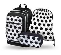 Baagl Zaino per la scuola, set da 3 pezzi, borsa per la scuola a partire dalla 3a classe, zaino per la scuola elementare con cintura sul petto, zaino ergonomico per la scuola, goal, Pratico