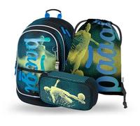 Baagl Zaino per la scuola, set da 3 pezzi, borsa per la scuola elementare, scuole elementari con cintura toracica, zaino ergonomico per la scuola, Pallone da calcio, Set per la scuola