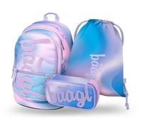 Baagl Zaino per la scuola, set da 3 pezzi, borsa per la scuola elementare, scuole elementari con cintura toracica, zaino ergonomico per la scuola, cielo, Taglia Unica