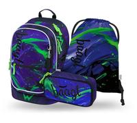 Baagl Zaino per la scuola, set da 3 pezzi, borsa per la scuola elementare, scuole elementari con cintura toracica, zaino ergonomico per la scuola, Campione football, Mittelgröße, Set zaino scuola