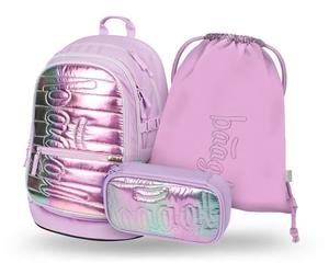 Baagl Zaino per la scuola, set da 3 pezzi, borsa per la scuola elementare, scuole elementari con cintura toracica, zaino ergonomico per la scuola, Levander, Taglia Unica