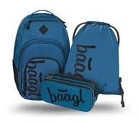 Baagl Zaino per la scuola, set da 3 pezzi, ergonomico, grande zaino con scomparto termico, per ragazzi e ragazze, adolescenti, scuola elementare, con cintura toracica e scomparto per laptop, zaino