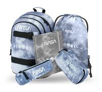 Baagl Zaino per la scuola, set da 5 pezzi, borsa per la scuola a partire dalla 3a classe, zaino per la scuola elementare con cintura toracica, zaino ergonomico per la scuola, Nasa Grey