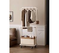 Baannaww Appendiabiti Mobile con Cesto Portaoggetti in Metallo, Rotazione a 360°, Design Moderno per Camera da Letto, Corridoio, Boutique, Studio, Altezza 165 cm, Larghezza 60 cm, Colore Bianco