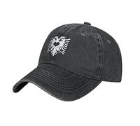 BAAROO Albania Bandiera Albanese (18) Cappellino da Baseball Uomo Nero Vintage Cotone Lavato Denim Cappello Regolabile Adulto Unisex Caps, #1863, M