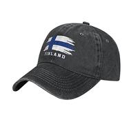 BAAROO Cool Finlandia Bandiera Finlandese Baseball Cap Patriottica Uomini Nero Vintage Cotone Lavato Denim Adulto Unisex Cappelli, #1959, M
