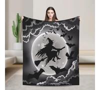 BAAROO Coperta in flanella per Halloween, motivo strega, ultra morbida, leggera, 150 x 125 cm