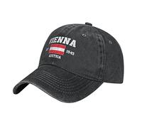 BAAROO Denim lavato Austria Est.1945 Vienna Baseball Cap Uomini Nero Vintage Cotone Cappello Unisex Trucker Cappelli Donne, #1256, M