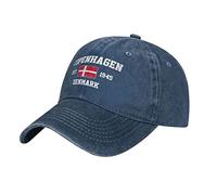 BAAROO Denim lavato Danimarca Est.1945 Copenhagen Baseball Cap Uomo Navy Vintage Cotone Cappello Unisex Trucker Cappelli, #1100, M