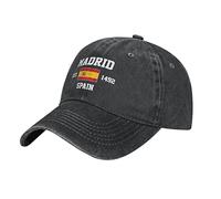 BAAROO Denim lavato Spagna Est.1492 Madrid Berretto Da Baseball Uomo Nero Vintage Cotone Cappello Unisex Trucker Cappelli Donne, #1246, M