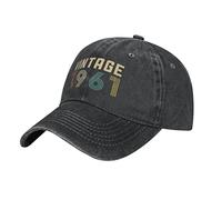 BAAROO Denim lavato Vintage 1961 Baseball Cap Uomo Nero Vintage Cotone Cappello Unisex Papà Regalo di Compleanno Cappelli, #182, M