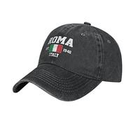 BAAROO Washed Denim Italia Est.1946 Roma Baseball Cap Uomini Nero Vintage Cotone Cappello Unisex Trucker Cappelli Donne, #1161, M