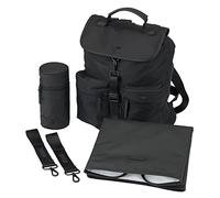 BABABING - Zaino sostenibile per il cambio del bambino con spallacci regolabili, borsa fasciatoio con fasciatoio opaco, portabottiglie isolante e clip per carrozzina, essenziale per neonati, nero,