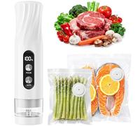 Babacom Macchina Sottovuoto Alimenti Compatto con Serbatoio Acqua Visibile, 60kPa Potente Vacuum Sealer, Sigillatura Auto a Un Tocco e Mode Impulsi, Ricaricabile 1800 mAh, 20 Sacchetti Riutilizzabili