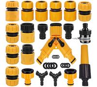 BABADU 20 Set di Connettori per Tubo da Giardino in Plastica,Attacchi Rapidi Raccordi per Tubo da Giardino，1/2’’ e 3/4’’ connettori etc per Irrigazione e Giardino Giunzione