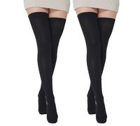 BABAHU - Calze da donna, extra lunghe, in cotone, a righe, sopra il ginocchio, Taglia unica