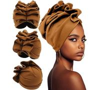 Babalet Turbante elasticizzato africano doppio strato copricapo morbido pre-legato cofano avvolgere i capelli turbanti per donne nere, A- Arancione-1 pezzo, 1 Count (Pack of 1)