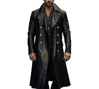 babao Trench in Pelle da Uomo Trench Lungo in Pelle da Uomo Giacca Lunga in Pelle Gotica a Figura Intera