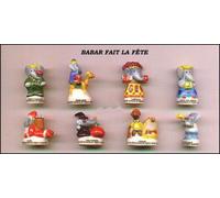 BABAR ELEFANTE 2003 Raro Set 10 FIGURE Miniature 3cm Porcellana FEVES Francia