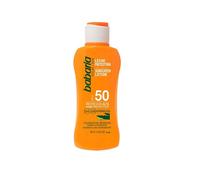 Babaria - Latte solare SPF50+ UVA-UVB e infrarossi, acceleratore abbronzante, contiene aloe vera, resistente all'acqua, vegano, unisex - 100 ml