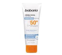 Babaria - Crema Solare Viso SPF50+ Idratante con Acido Ialuronico e Niacinamide | Antimacchie e Anti-età | Protezione UVA, UVB, IR e Luce Blu | Coral Friendly | 75 ml