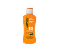 Babaria - Latte solare SPF50+ UVA-UVB e infrarossi, acceleratore abbronzante, contiene aloe vera, resistente all'acqua, vegano, unisex - 100 ml