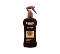 Babaria Olio Abbronzante Spray Cocco SPF50 Protezione Alta | Olio solare spray con protezione alta. Acceleratore di abbronzatura, texture leggera, resistente all'acqua.