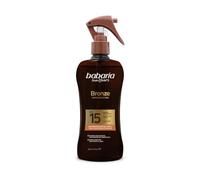 Babaria Olio Abbronzante Spray Monoï Tahiti SPF15 | Acceleratore di abbronzatura con Monoï di Tahiti, profumo tropicale. Texture setosa, resistente all'acqua.