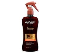 Babaria - Olio Spray Solare Bronze Monoï di Tahiti SPF15 | Acceleratore di Abbronzatura | Profumo Tropicale | Texture Leggera | Resistente all'Acqua | Coral Friendly | Vegano | 200 ml