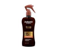 Babaria - Olio Spray Solare Bronze Monoï di Tahiti SPF15 | Acceleratore di Abbronzatura | Profumo Tropicale | Texture Leggera | Resistente all'Acqua | Coral Friendly | Vegano | 200 ml