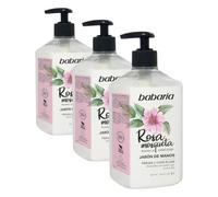 Babaria - Sapone per le Mani con Rosa Mosqueta | Detergenza delicata e idratante | Arricchito con acidi grassi essenziali Omega 3, 6 e 9 | 88% ingredienti di origine naturale | Vegano | 500 ml
