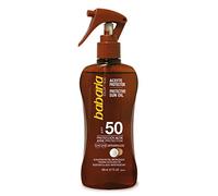 Babaria - Spray Olio Solare Bronze al Cocco SPF50 | Acceleratore di Abbronzatura | Protezione Alta | Resistente all'Acqua | Coral Friendly | Vegano | 200 ml
