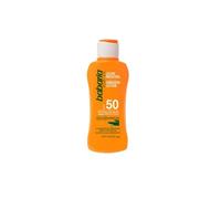 Babaria - Latte solare SPF50+ UVA-UVB e infrarossi, acceleratore abbronzante, contiene aloe vera, resistente all'acqua, vegano, unisex - 100 ml