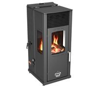 Babas Eco-Plus - Stufa ibrida combinata a pellet e a legna, 8 kW, senza corrente, colore: nero