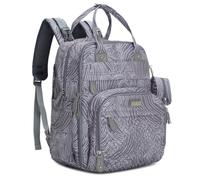 BabbleRoo Zaino per pannolini - Borsa da viaggio per bambini Essentials -Borsa per pannolini impermeabile viaggio con fasciatoio, cinghie per passeggino e custodia per ciuccio - unisex, colore grigio