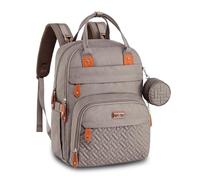 BabbleRoo Zaino per pannolini con fasciatoio per neonati, grande capacità, borsa per pannolini, multifunzione, impermeabile, borsa da viaggio con custodia per ciuccio staccabile, unisex (Kaki)