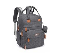 BabbleRoo Zaino per pannolini con fasciatoio per neonati, grande capacità, borsa per pannolini, multifunzione, impermeabile, borsa da viaggio con custodia per ciuccio staccabile, unisex (grigio scuro)