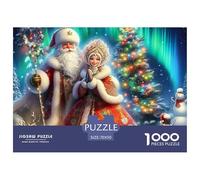 Babbo Natale 1000 pezzi per regali per adulti: Babbo Natale e donna vicino all'albero di Natale, attività stimolante e stimolante per la casa, 70x50 cm/1000 pezzi