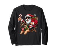 Babbo Natale a Cavallo di Un Pastore Tedesco Natale Maglia a Manica