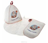 Babbo Natale Bagno / Sauna Set Regalo, Feltro, Colore: Bianco, 3 Articoli/1 Pack