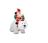 Babbo Natale cavalca un orso polare gonfiabile da 2,1 m con bambola luminosa a LED for interni ed esterni(QM-1616,Us)