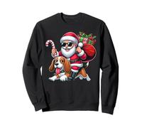 Babbo Natale Cavalcando Un Cane Beagle Natale Ragazzi Ragazze Bambini Felpa