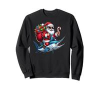 Babbo Natale cavalcando Un maestoso Oceano Marlin Fish Natale Felpa