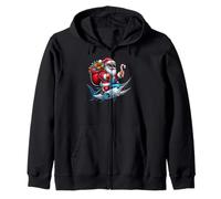 Babbo Natale cavalcando Un maestoso Oceano Marlin Fish Natale Felpa con Cappuccio